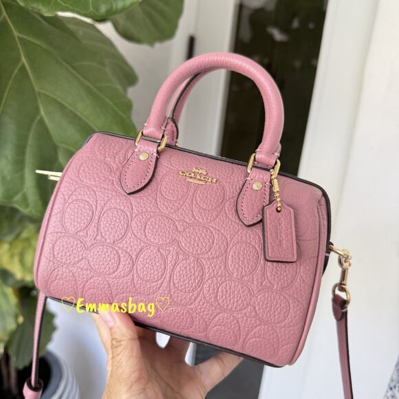 Coach Mini Rowan Crossbody Bag In Signature Leather CCF28 pebbled leather/Peony